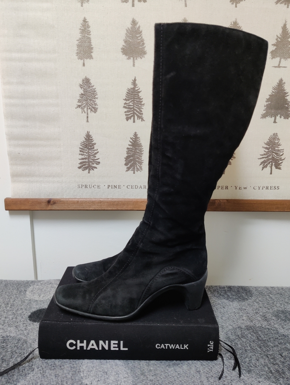 Aquatalia by Marvin K. Black Suede Tall Knee-High Boots - Made in Italy
